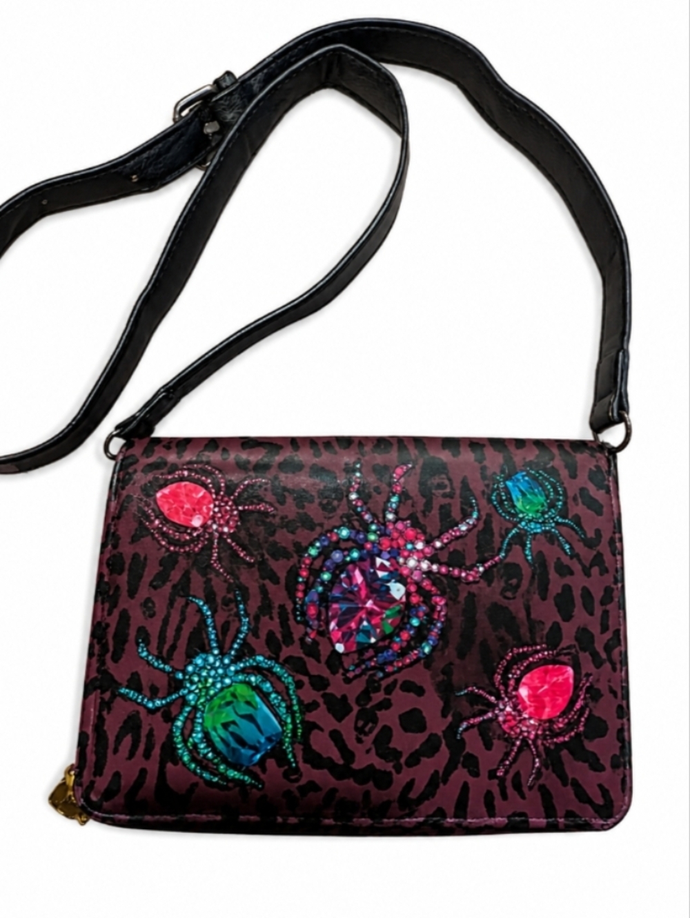 Betsey Johnson Spider Crossbody Bag | Printed Jewel Design | Goth Glam